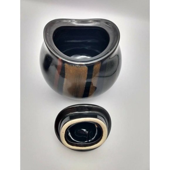 Sango Avanti Black #4721 Creamer & Sugar Bowl with Lid Ceramic Pottery Set NWOT‎ - Picture 7 of 10